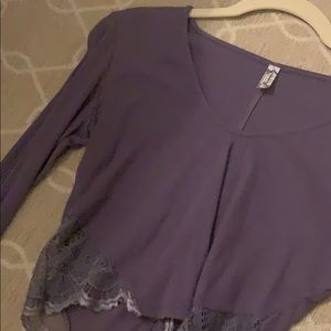 Free people Violet Lace Crop long sleeve